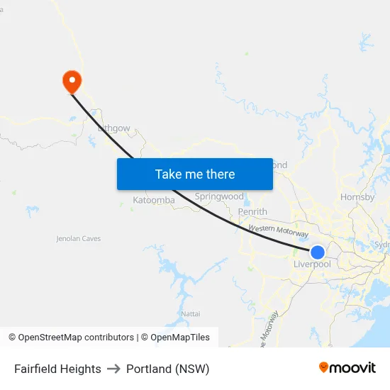 Fairfield Heights to Portland (NSW) map