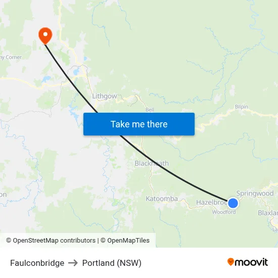 Faulconbridge to Portland (NSW) map