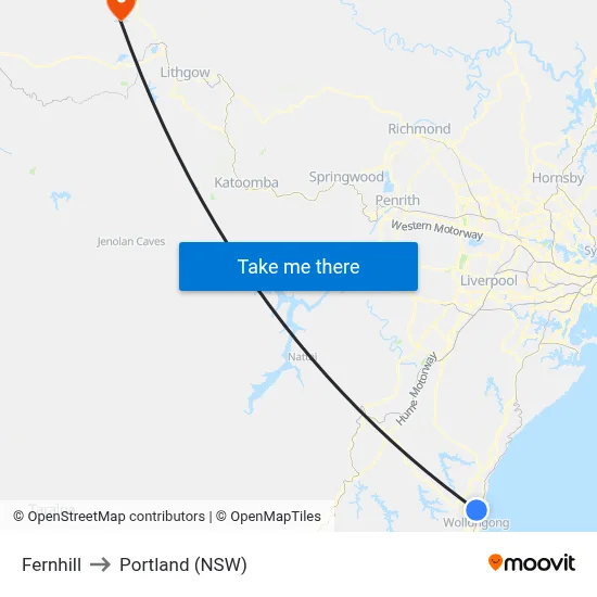 Fernhill to Portland (NSW) map