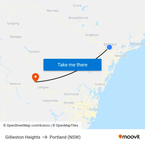 Gillieston Heights to Portland (NSW) map
