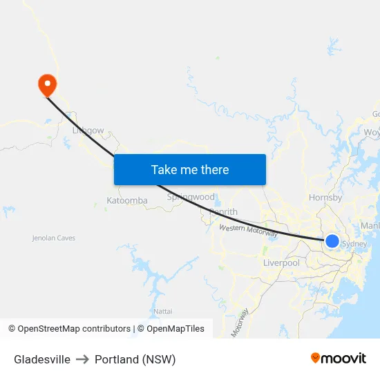 Gladesville to Portland (NSW) map