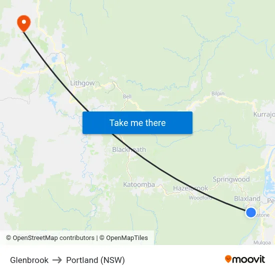 Glenbrook to Portland (NSW) map