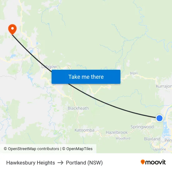 Hawkesbury Heights to Portland (NSW) map