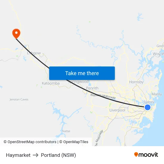 Haymarket to Portland (NSW) map