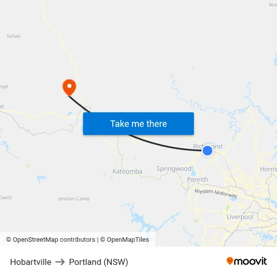 Hobartville to Portland (NSW) map