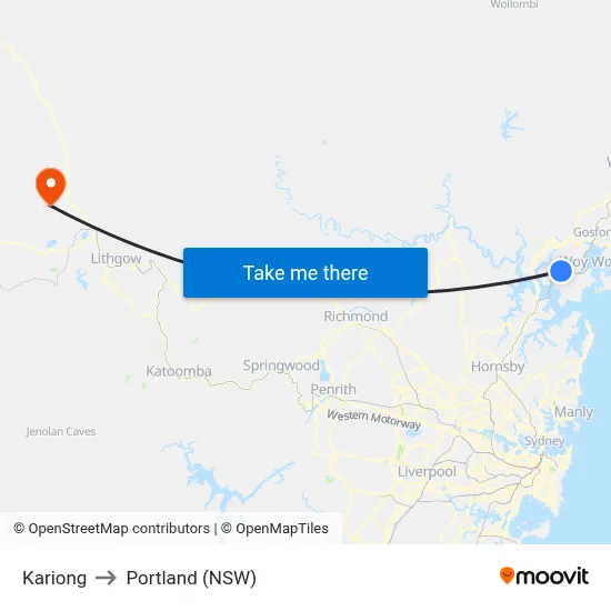 Kariong to Portland (NSW) map