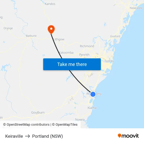 Keiraville to Portland (NSW) map