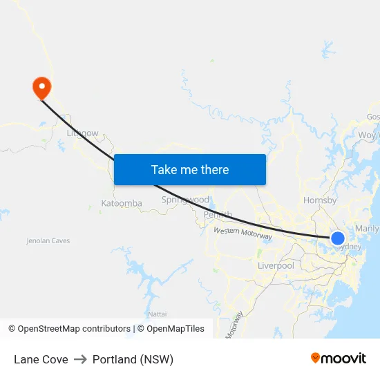 Lane Cove to Portland (NSW) map