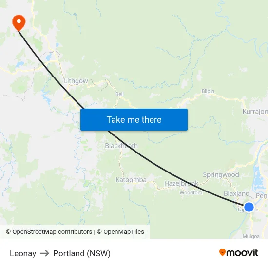 Leonay to Portland (NSW) map