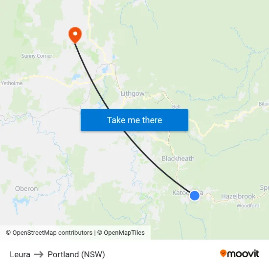 Leura to Portland (NSW) map