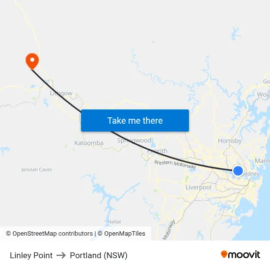 Linley Point to Portland (NSW) map