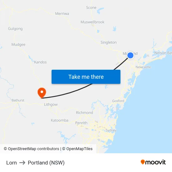 Lorn to Portland (NSW) map