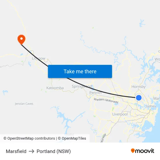 Marsfield to Portland (NSW) map