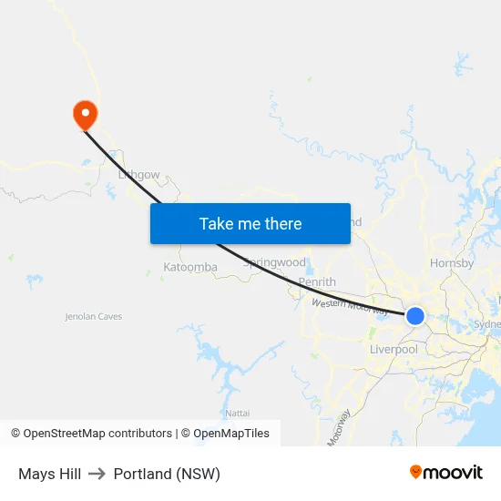 Mays Hill to Portland (NSW) map