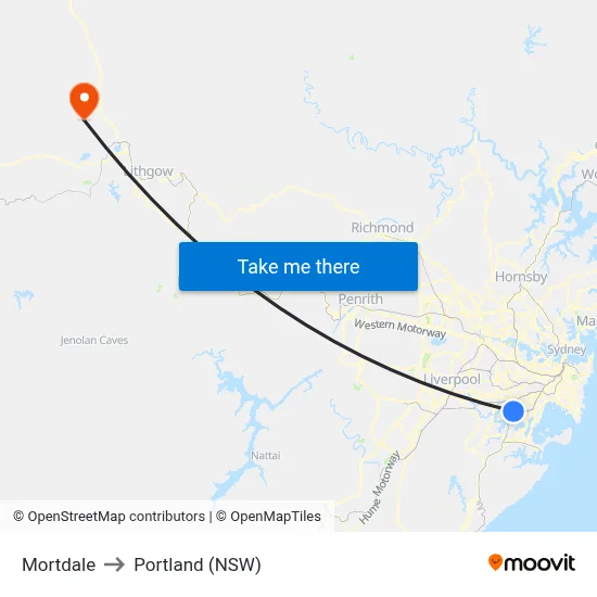 Mortdale to Portland (NSW) map