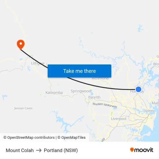 Mount Colah to Portland (NSW) map