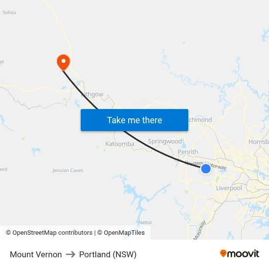 Mount Vernon to Portland (NSW) map