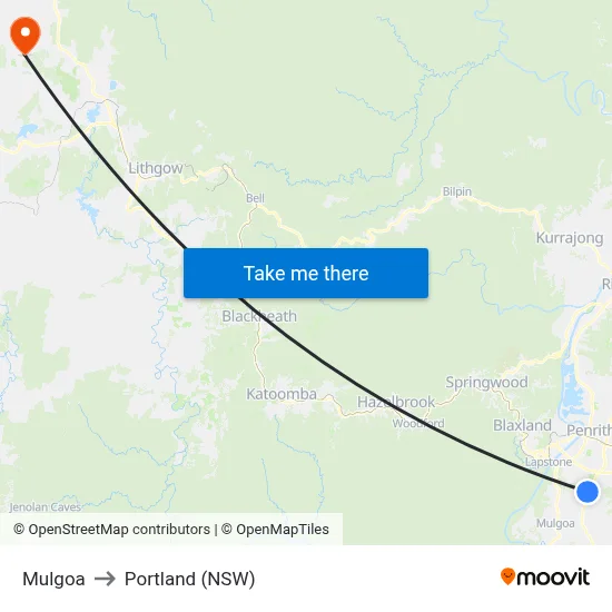 Mulgoa to Portland (NSW) map