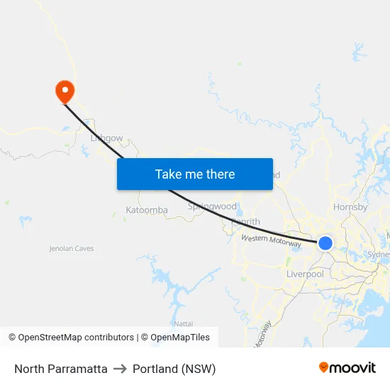 North Parramatta to Portland (NSW) map
