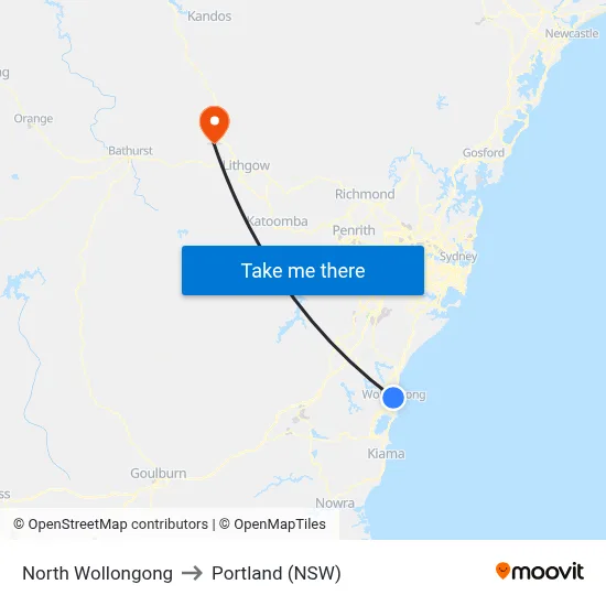 North Wollongong to Portland (NSW) map