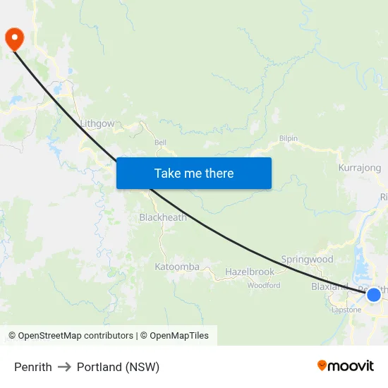 Penrith to Portland (NSW) map