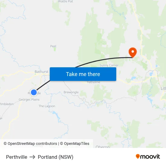 Perthville to Portland (NSW) map