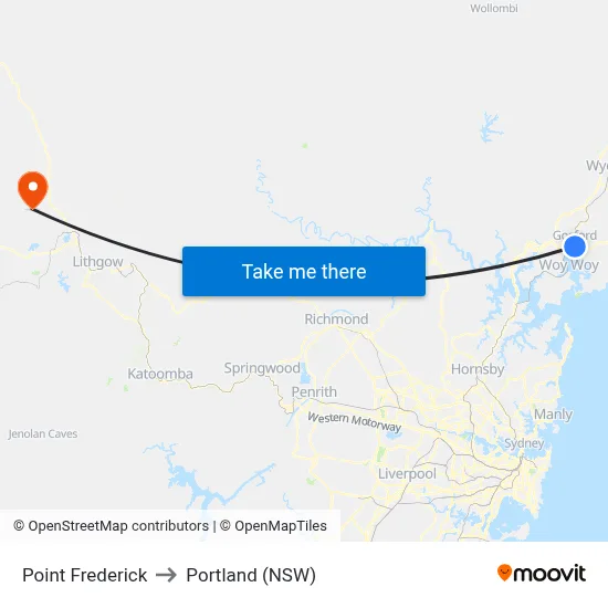 Point Frederick to Portland (NSW) map