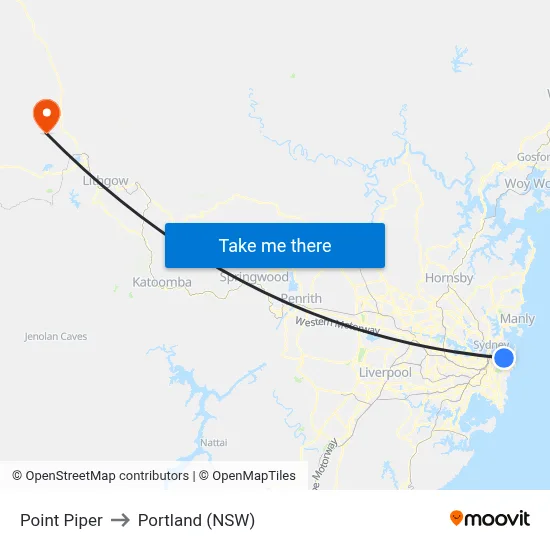 Point Piper to Portland (NSW) map