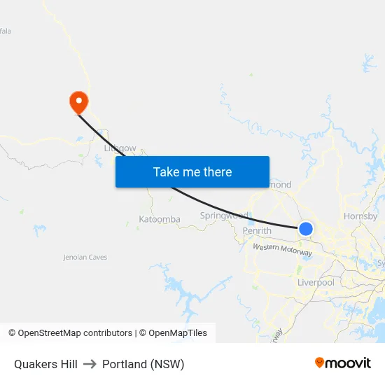 Quakers Hill to Portland (NSW) map