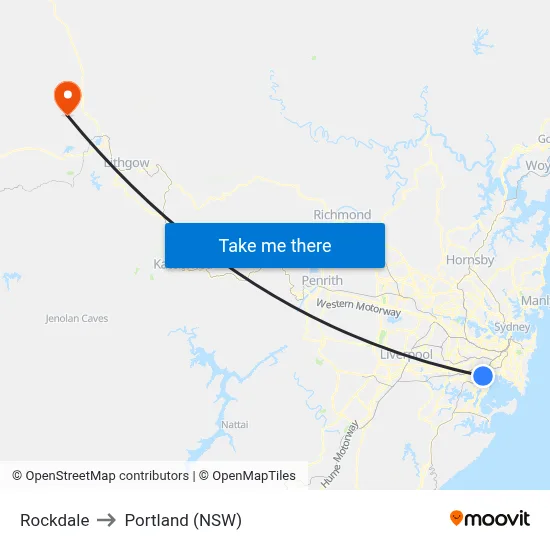 Rockdale to Portland (NSW) map