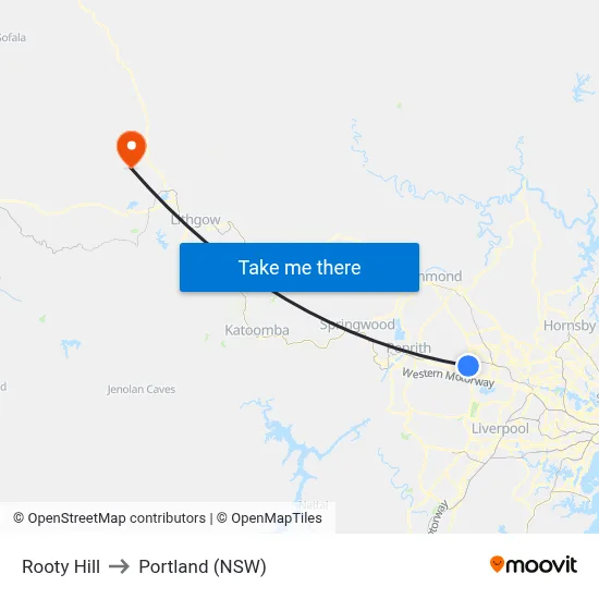 Rooty Hill to Portland (NSW) map