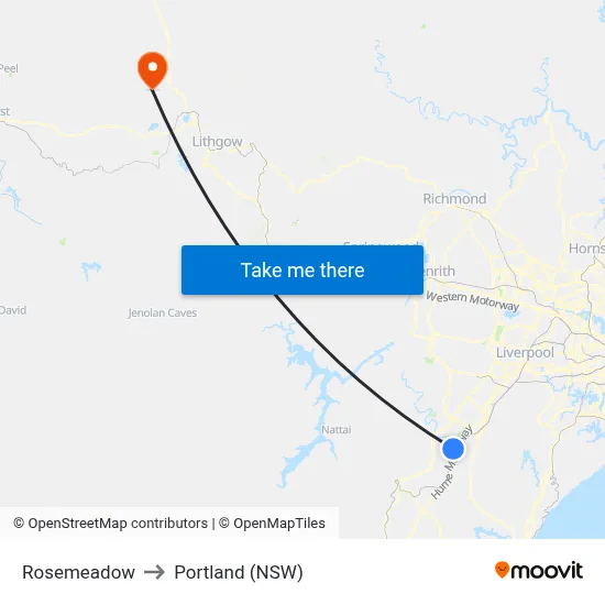 Rosemeadow to Portland (NSW) map