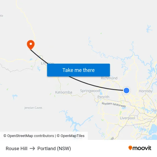 Rouse Hill to Portland (NSW) map