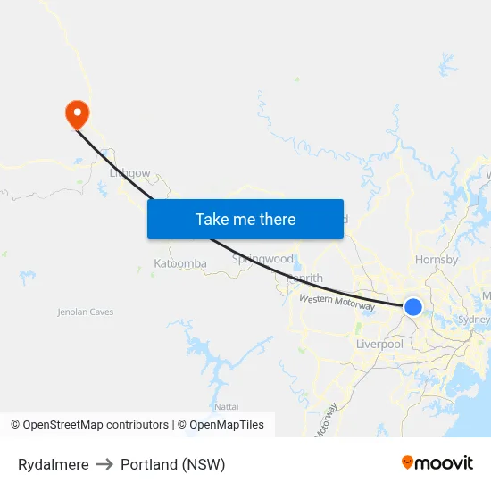 Rydalmere to Portland (NSW) map