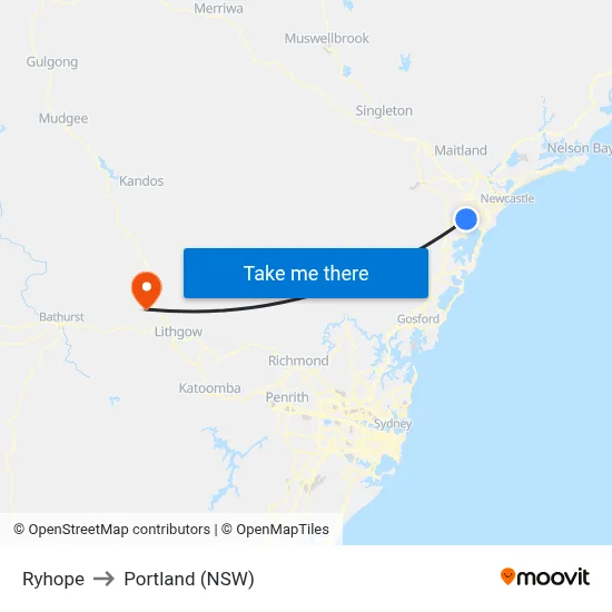 Ryhope to Portland (NSW) map
