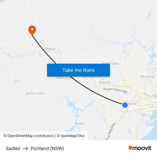 Sadleir to Portland (NSW) map
