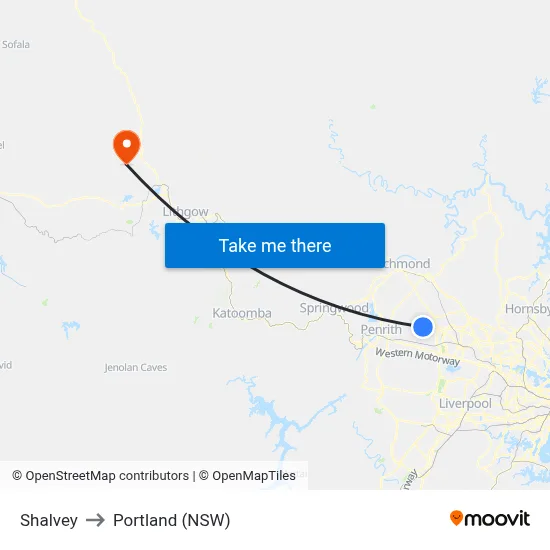 Shalvey to Portland (NSW) map