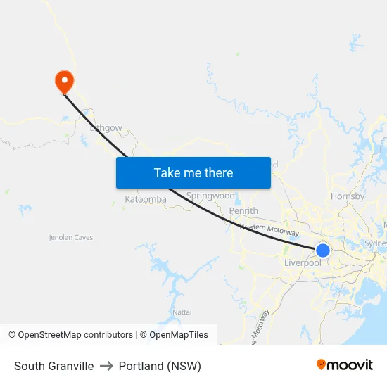 South Granville to Portland (NSW) map