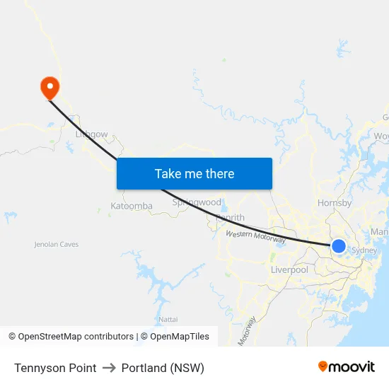 Tennyson Point to Portland (NSW) map