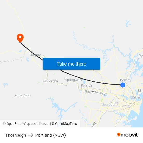 Thornleigh to Portland (NSW) map