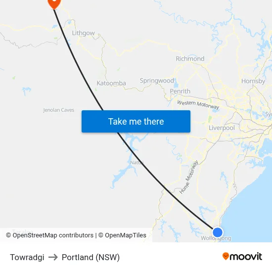 Towradgi to Portland (NSW) map