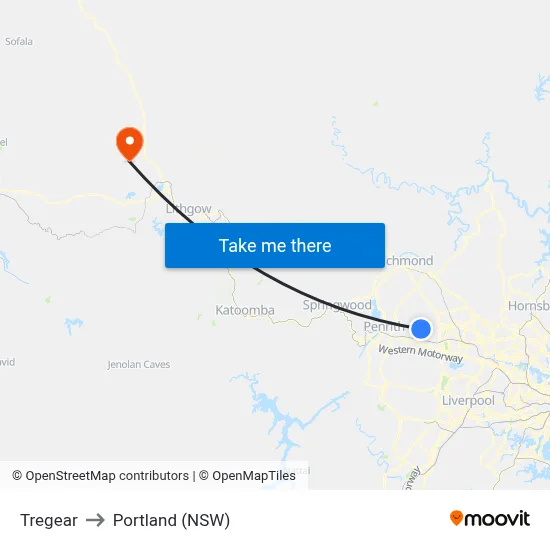 Tregear to Portland (NSW) map