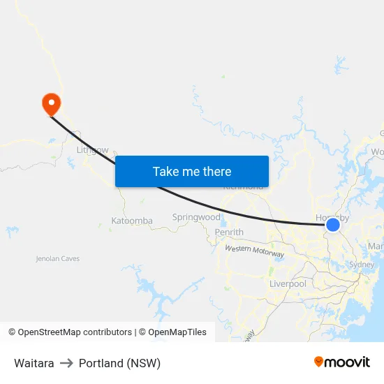 Waitara to Portland (NSW) map