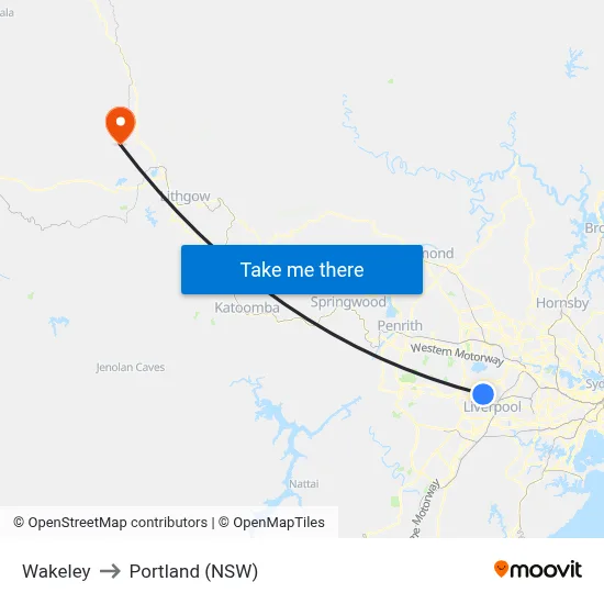 Wakeley to Portland (NSW) map