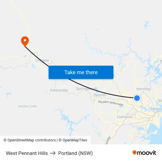 West Pennant Hills to Portland (NSW) map