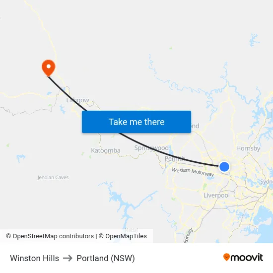 Winston Hills to Portland (NSW) map