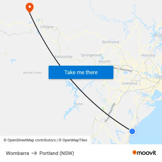 Wombarra to Portland (NSW) map