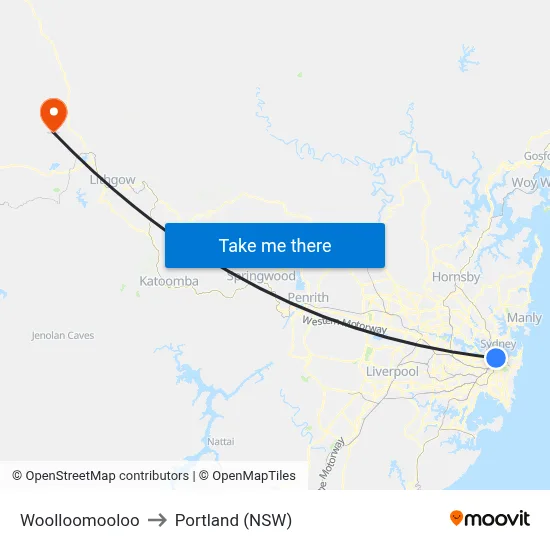 Woolloomooloo to Portland (NSW) map