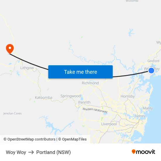 Woy Woy to Portland (NSW) map