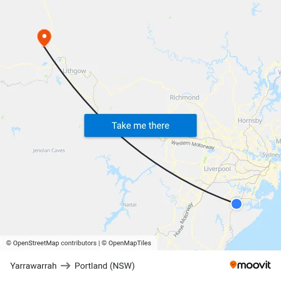 Yarrawarrah to Portland (NSW) map